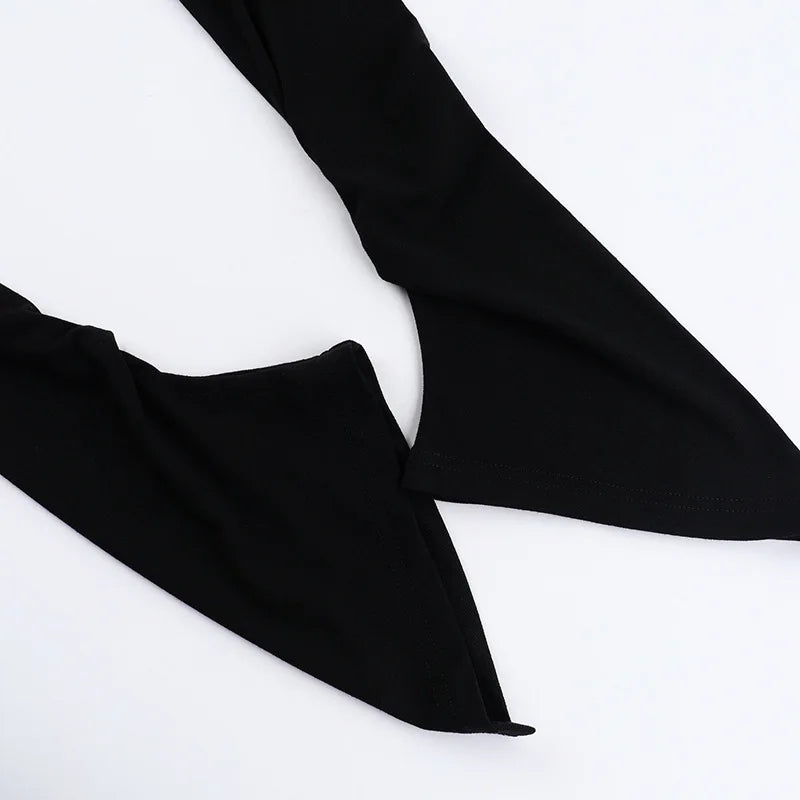 Goth Long Sleeve Oblique Shoulder Top