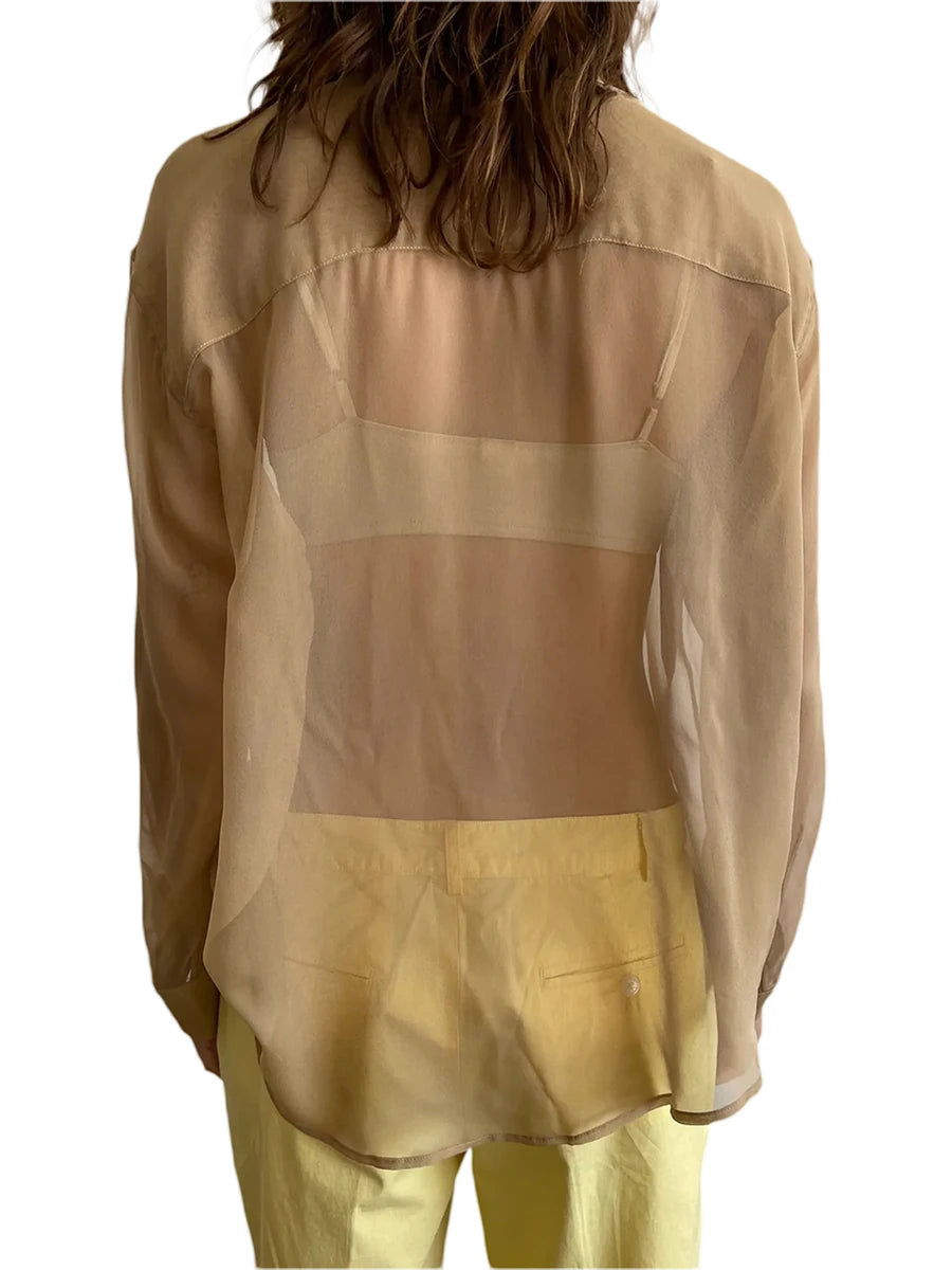 Chiffon Shear Long Sleeve Shirt Top