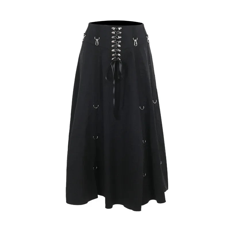 Goth Black Swing A-line Skirt
