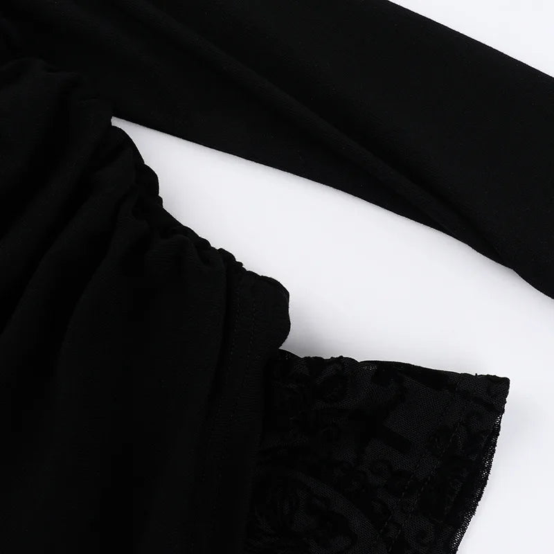 Goth Long Sleeve Oblique Shoulder Top