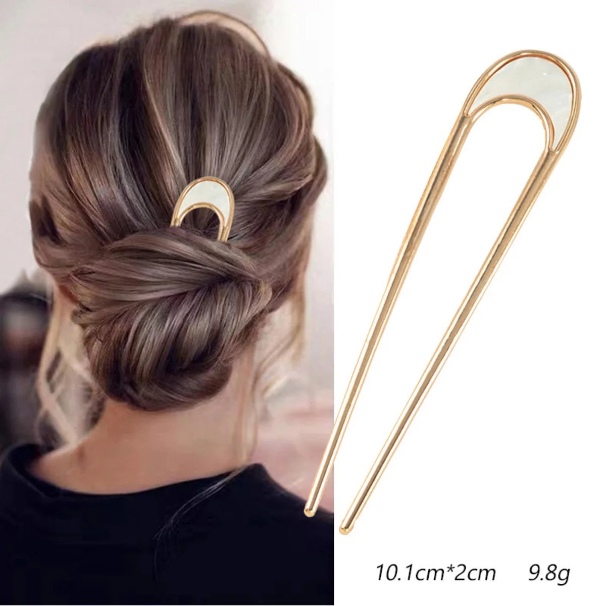 Fashion Hair Accessories Metal U Shape Hair Stick For Women Silver Gold Color Elegant Shell Enamel Hairpin Female Headwear Gifts