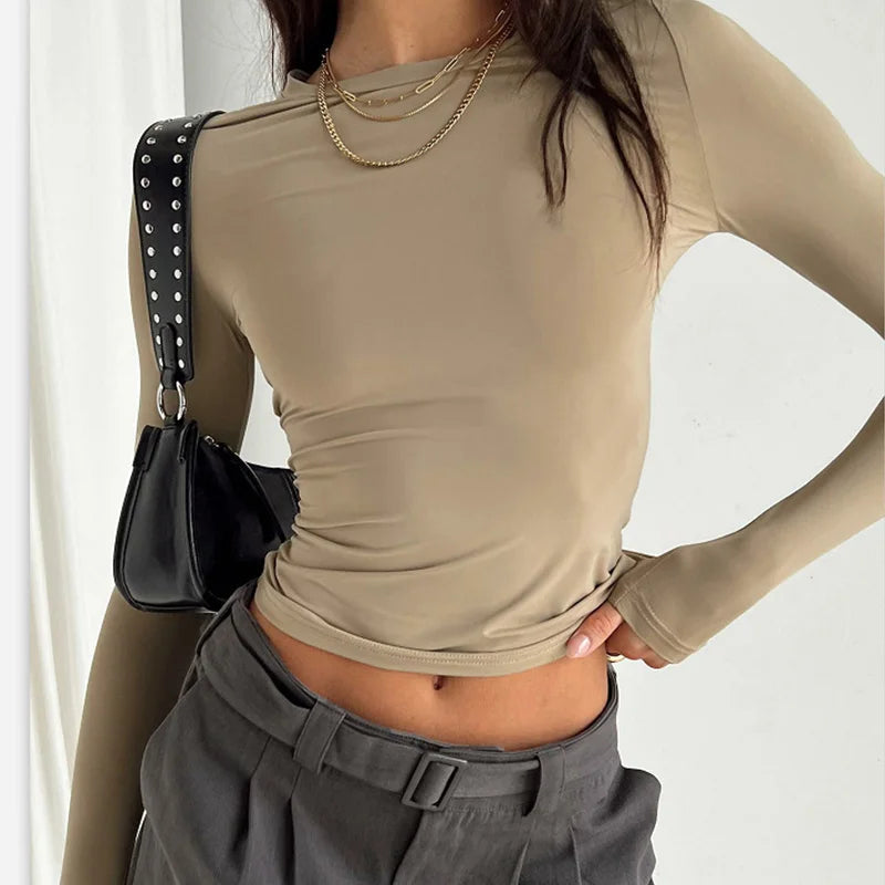 Casual Long Sleeve Slim Fit Pullovers Top