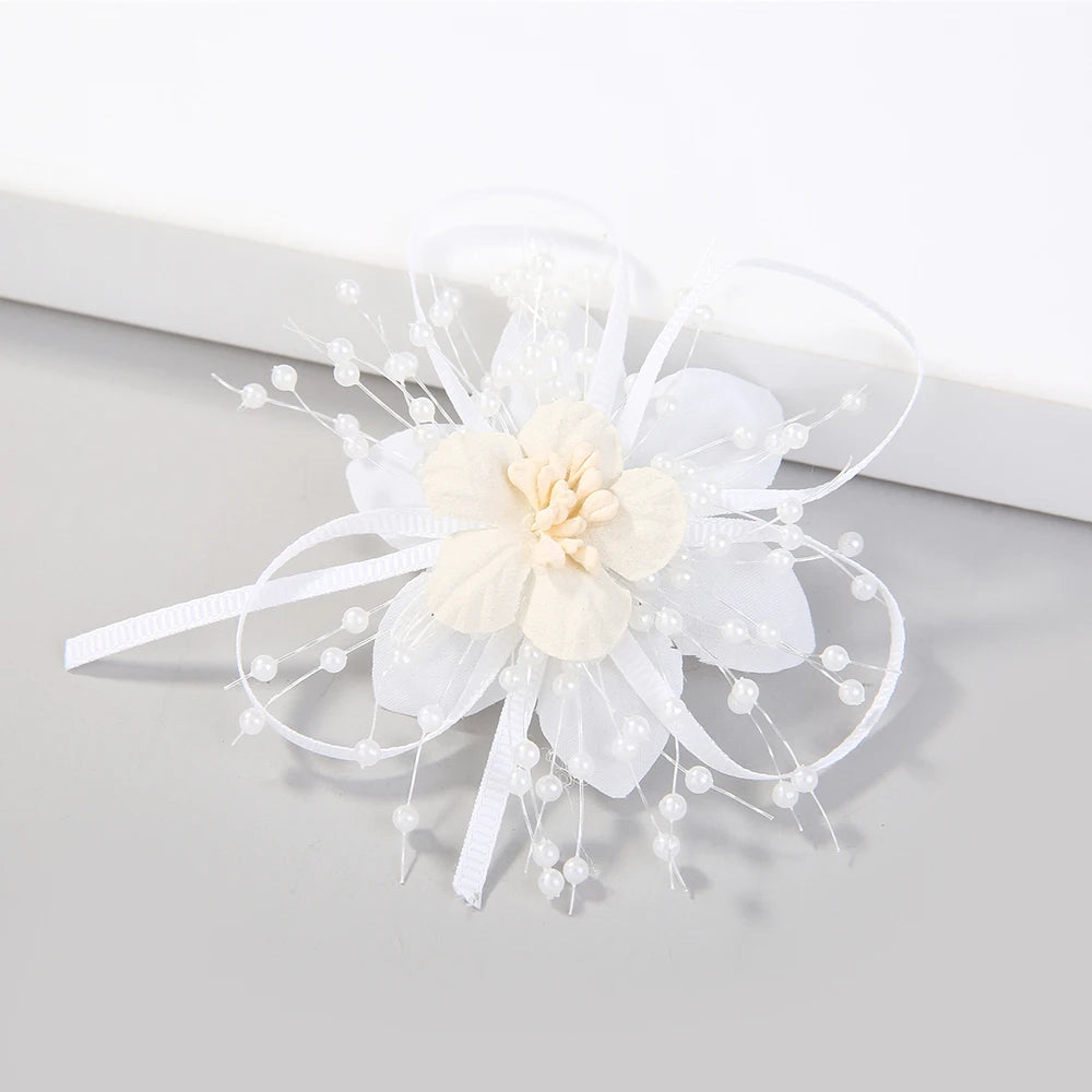Women's Fashion Flower Feather Bead Corsage Hair Clip Bridal Hairband Brooch Pin Brida Barrettes Hair Accessories Jewelry