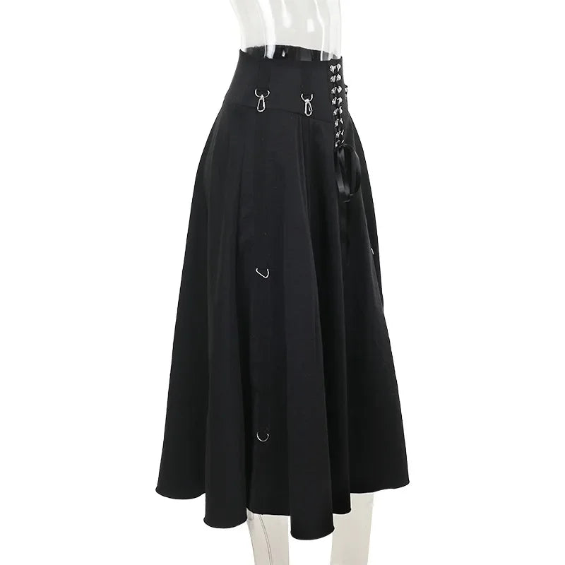 Goth Black Swing A-line Skirt