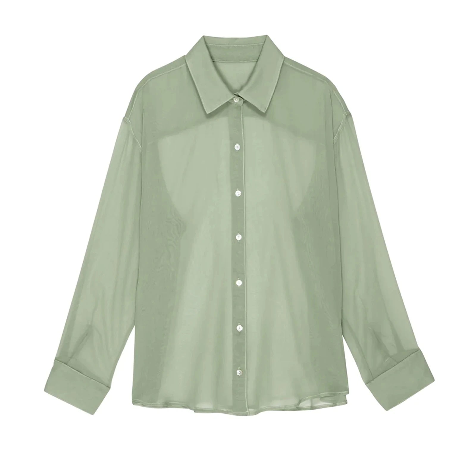 Chiffon Shear Long Sleeve Shirt Top
