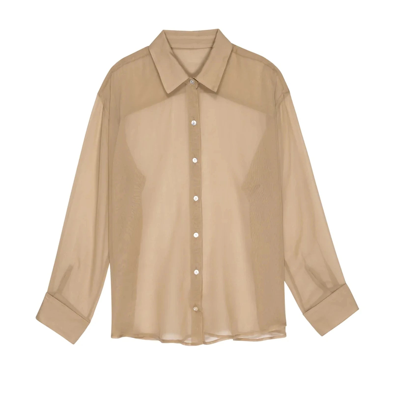 Chiffon Shear Long Sleeve Shirt Top