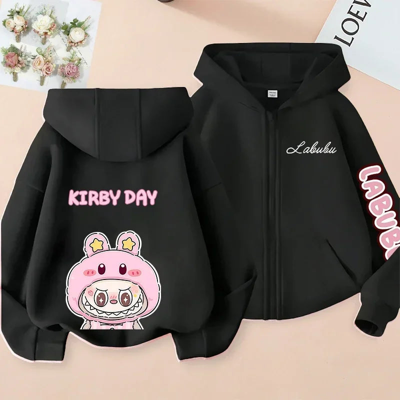 Pop-mart Labubu Children's Coat Anime Cartoon Fashion Loose Coat Boys And Girls Autumn Hip-hop Sweatshirt Adult Clothing