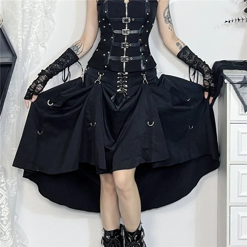 Goth Black Swing A-line Skirt