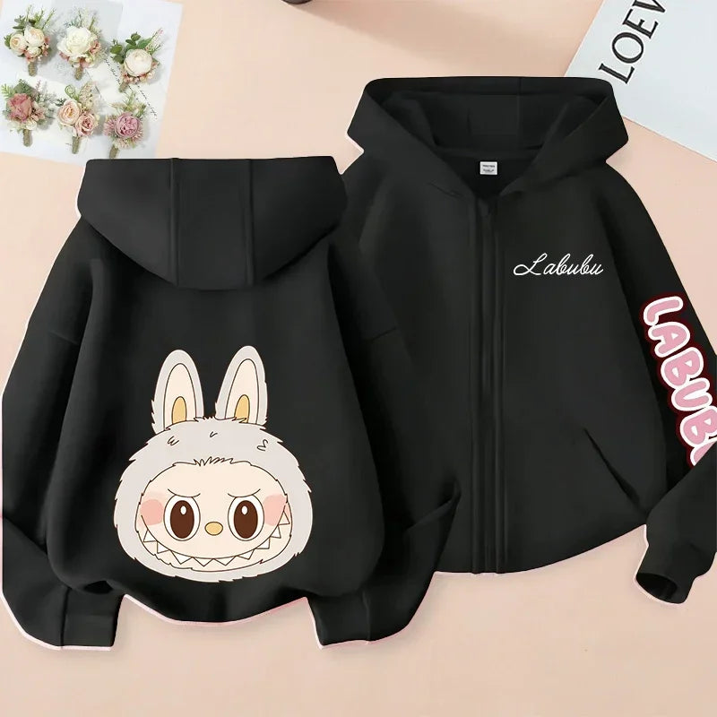 Pop-mart Labubu Children's Coat Anime Cartoon Fashion Loose Coat Boys And Girls Autumn Hip-hop Sweatshirt Adult Clothing