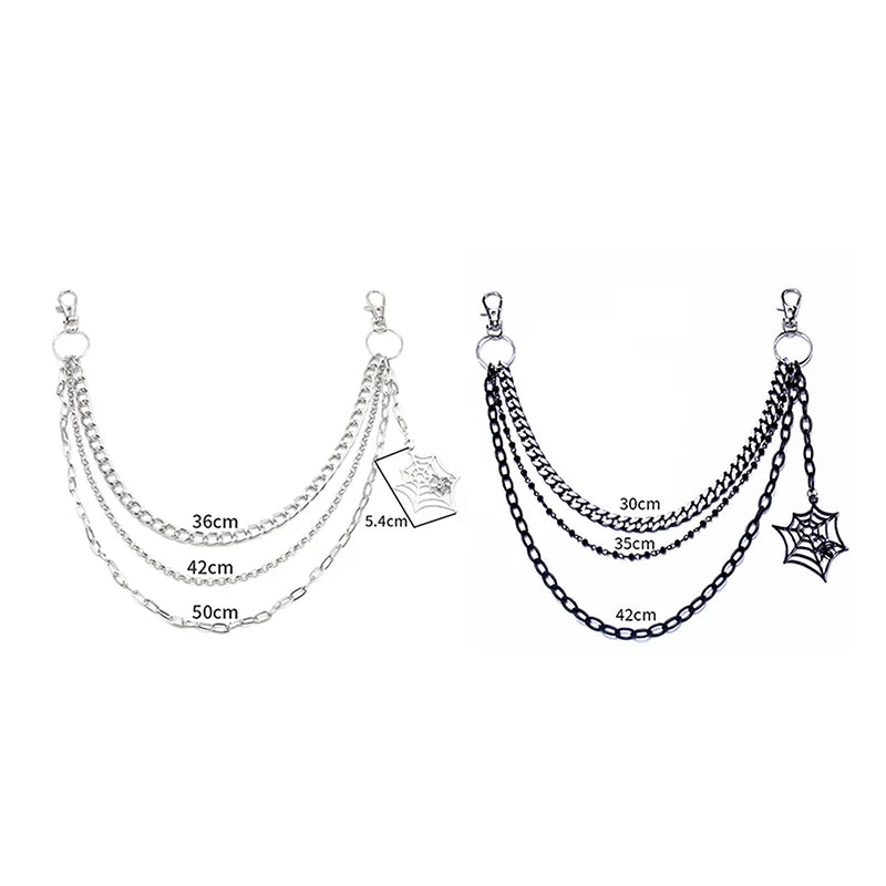 Fashion Punk Metal Pants Chain Hip Hop Waist Chain Spider Web Pendant Jeans Chain For Men Women Accessories Gifts