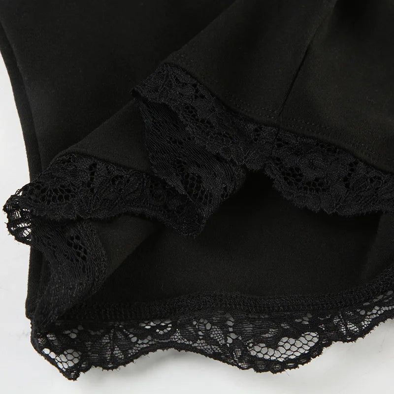 AltGoth Hollow Out Bow Patchwork Crop Tee Top