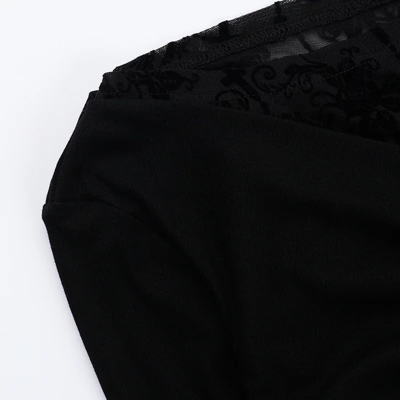 Goth Long Sleeve Oblique Shoulder Top