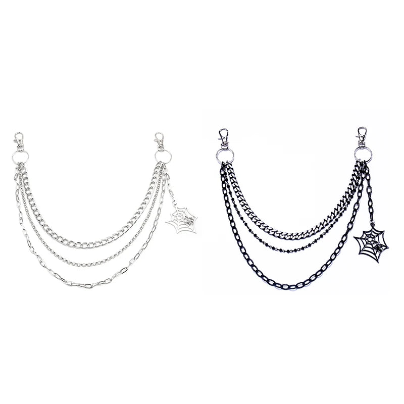 Fashion Punk Metal Pants Chain Hip Hop Waist Chain Spider Web Pendant Jeans Chain For Men Women Accessories Gifts