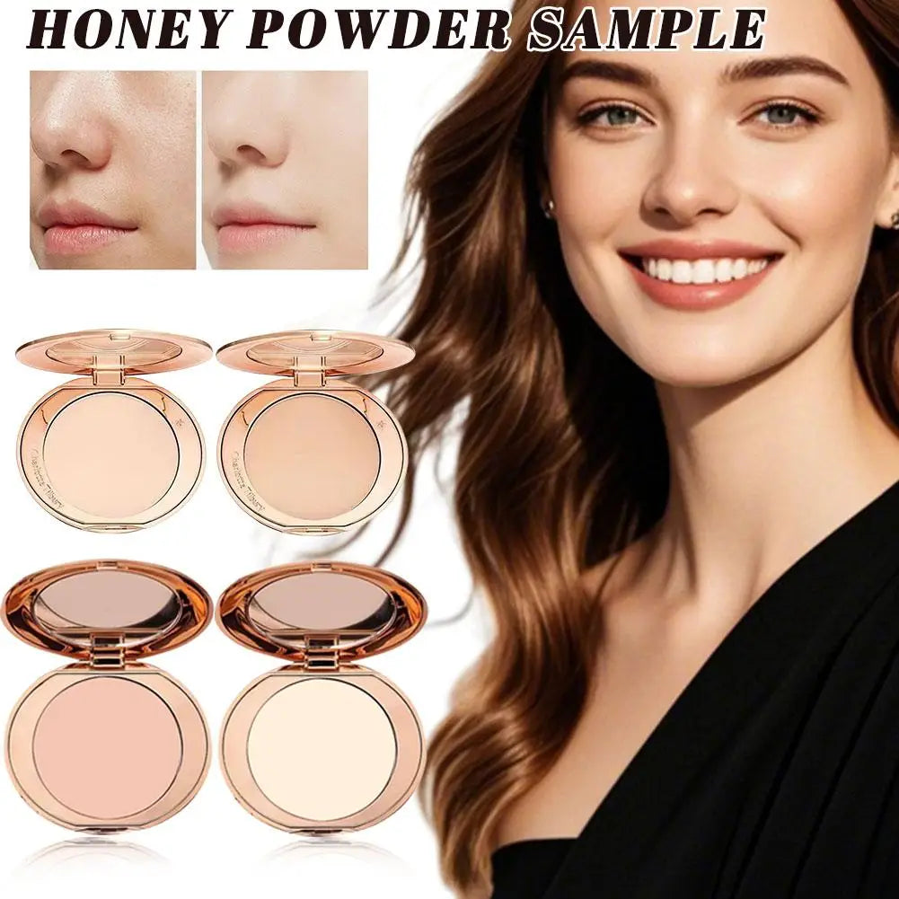 Natural Powder Setting Oil Control Puffs Waterproof Skin Brightening Foundation Compact for Soft Flawless Finish Honey Powder