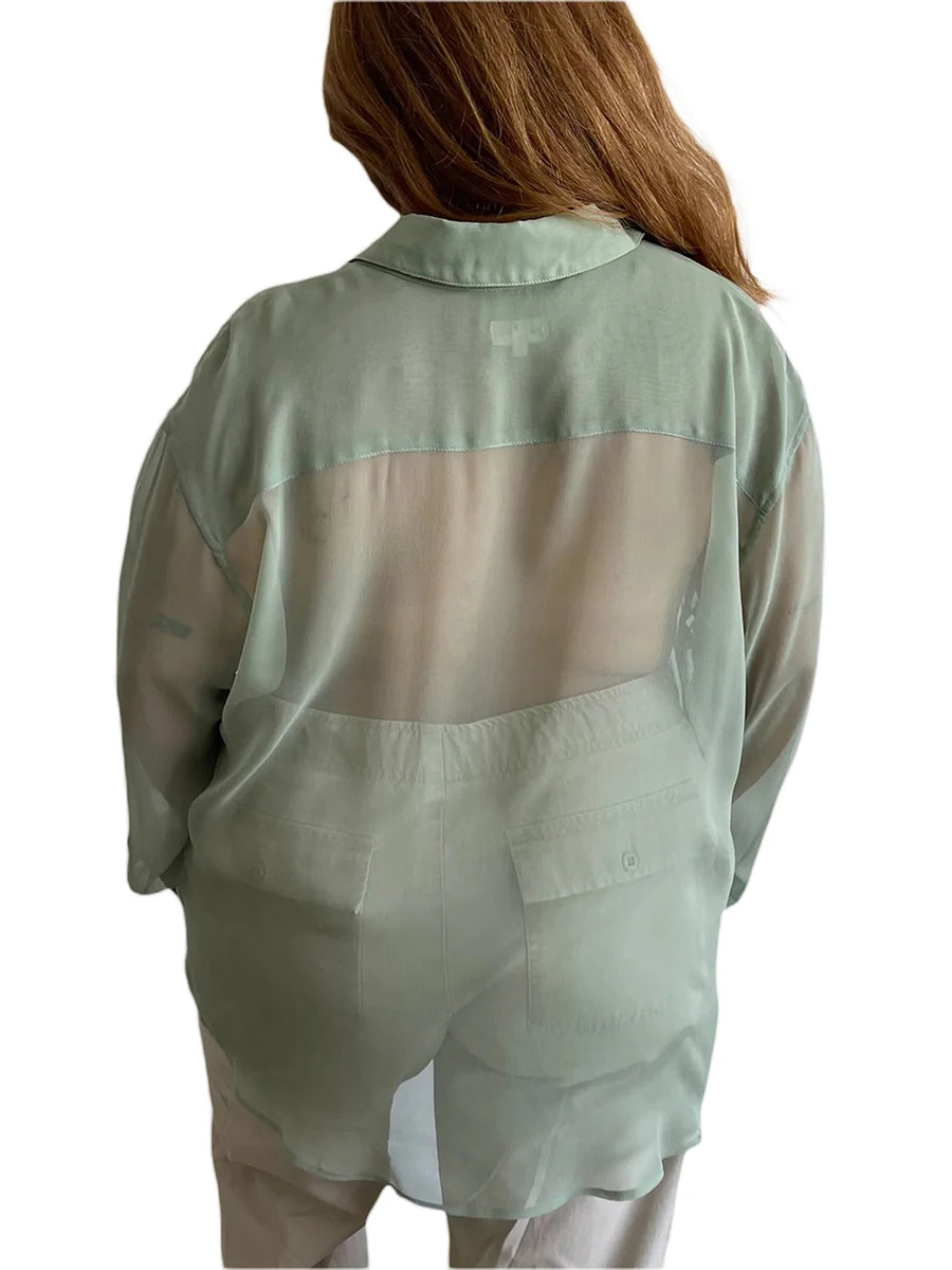 Chiffon Shear Long Sleeve Shirt Top