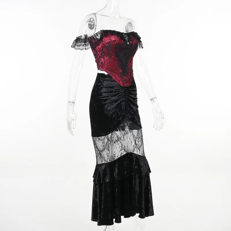 Goth Lace Top or Dress Underskirt Slim Lace