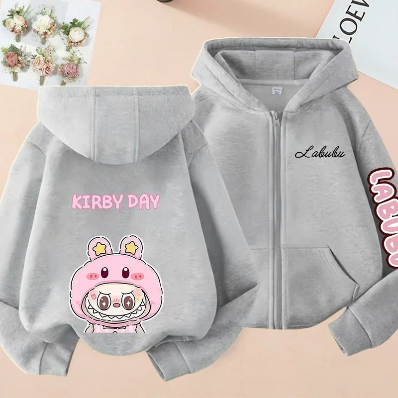Pop-mart Labubu Children's Coat Anime Cartoon Fashion Loose Coat Boys And Girls Autumn Hip-hop Sweatshirt Adult Clothing