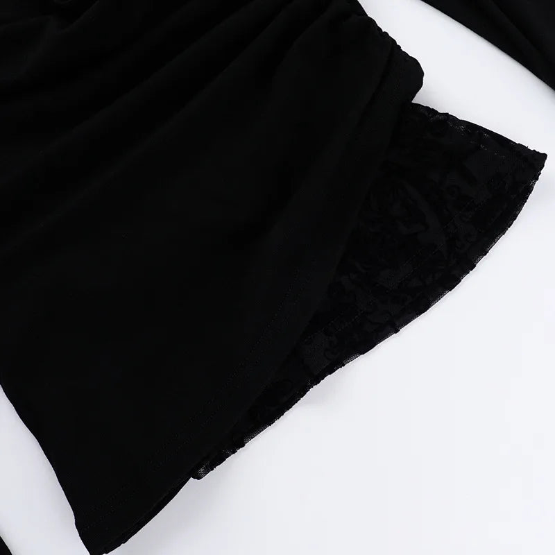 Goth Long Sleeve Oblique Shoulder Top
