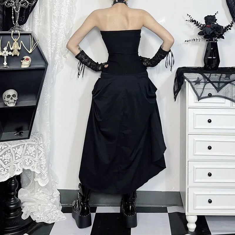 Goth Black Swing A-line Skirt