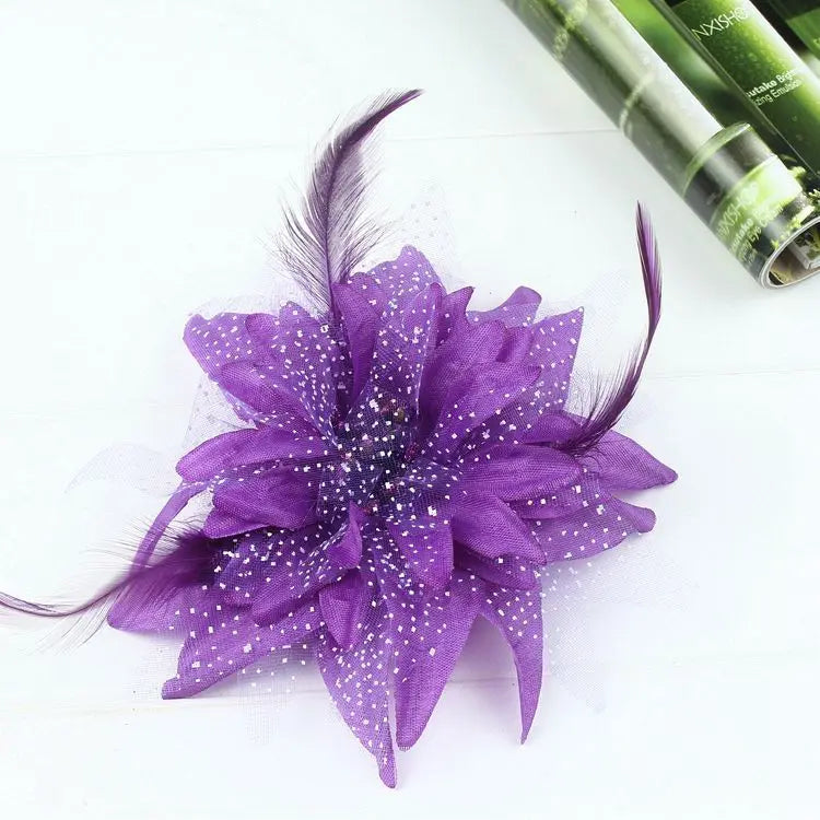 Women's Fashion Flower Feather Bead Corsage Hair Clip Bridal Hairband Brooch Pin Brida Barrettes Hair Accessories Jewelry