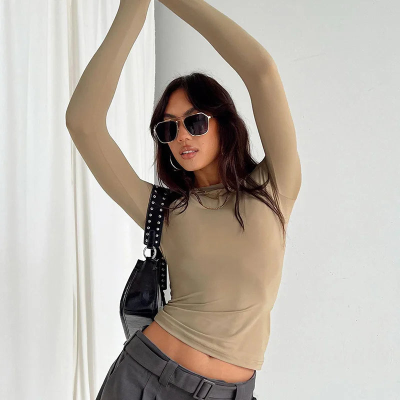 Casual Long Sleeve Slim Fit Pullovers Top