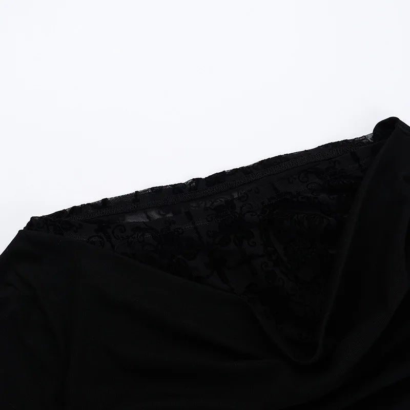 Goth Long Sleeve Oblique Shoulder Top