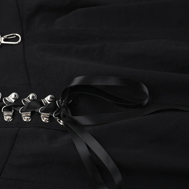 Goth Black Swing A-line Skirt