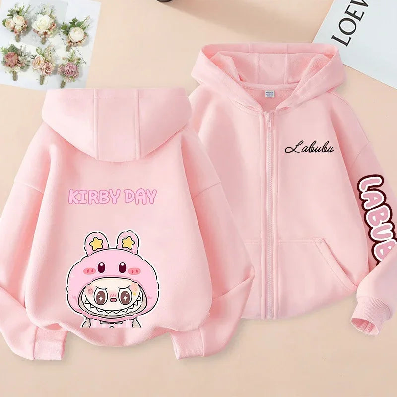 Pop-mart Labubu Children's Coat Anime Cartoon Fashion Loose Coat Boys And Girls Autumn Hip-hop Sweatshirt Adult Clothing