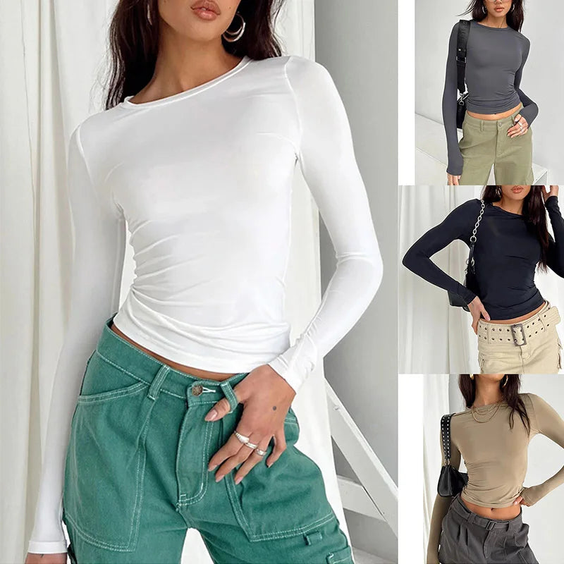 Casual Long Sleeve Slim Fit Pullovers Top