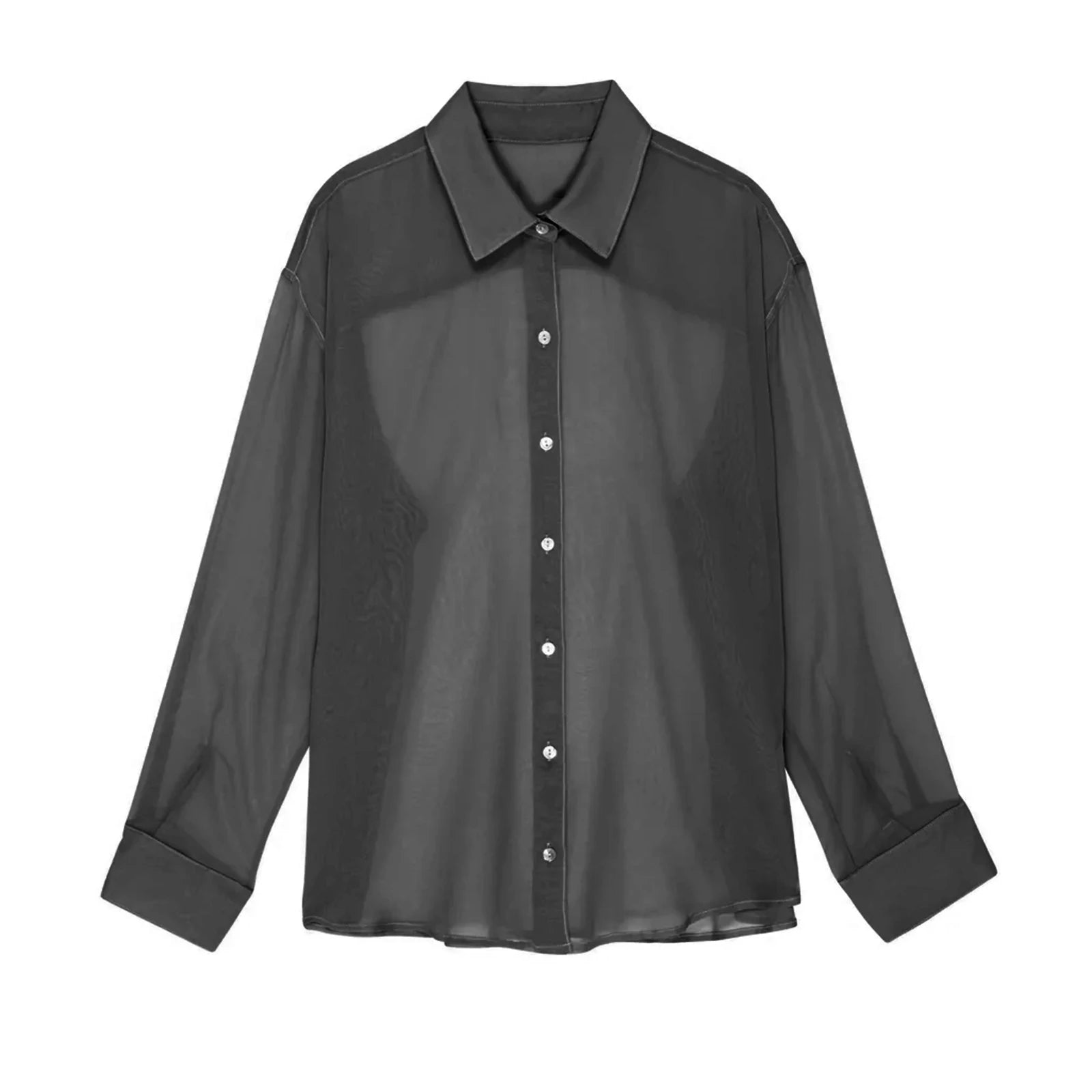 Chiffon Shear Long Sleeve Shirt Top