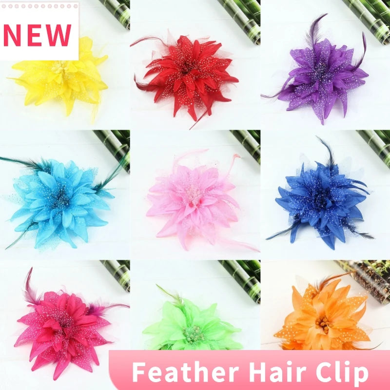 Women's Fashion Flower Feather Bead Corsage Hair Clip Bridal Hairband Brooch Pin Brida Barrettes Hair Accessories Jewelry
