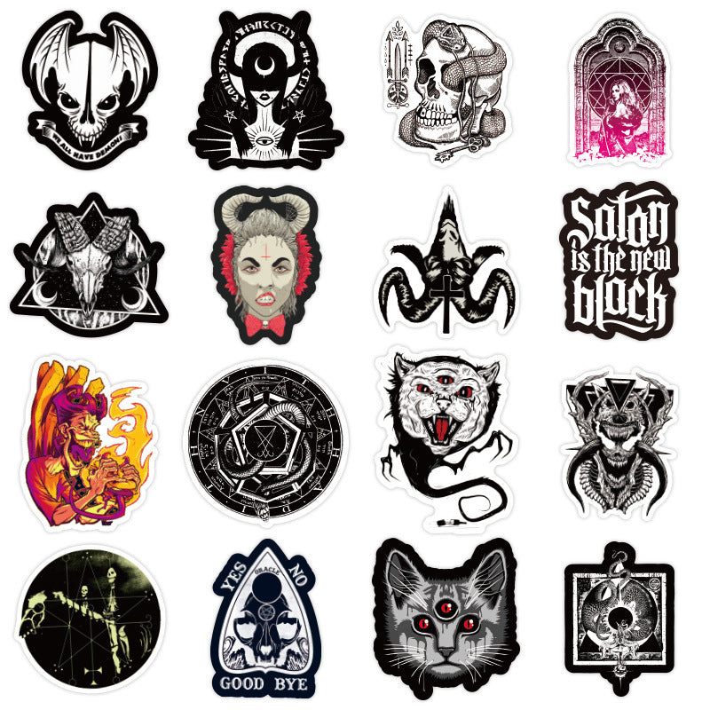 50 Goth Demon Black And White Punk Gothic Graffiti Stickers Witch Notebook Stickers