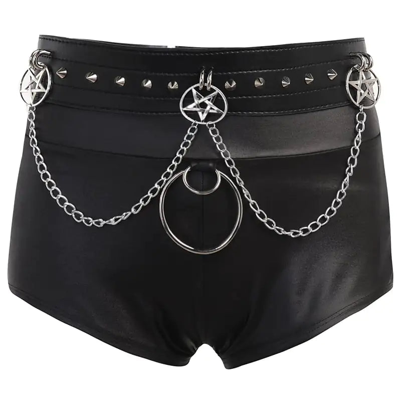 Goth PU Faux Leather Shorts