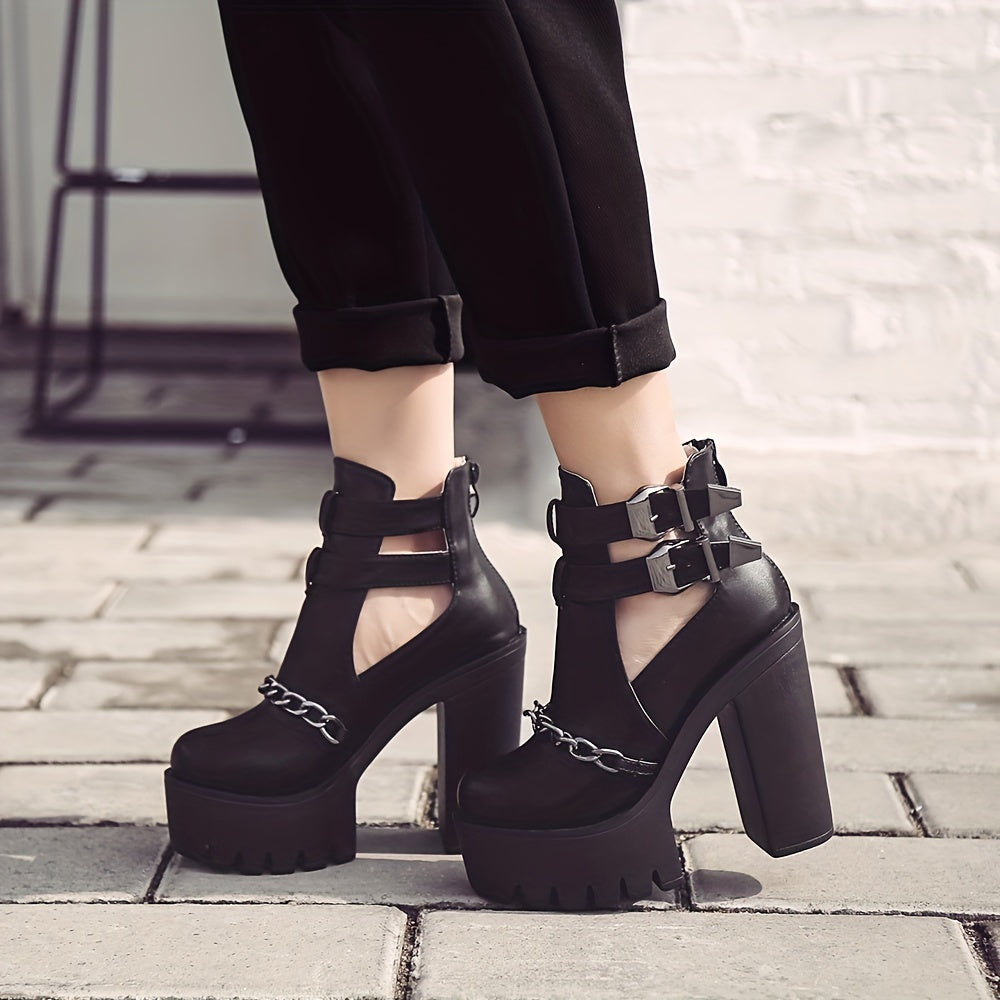 Women's Goth Platform Block High Heels