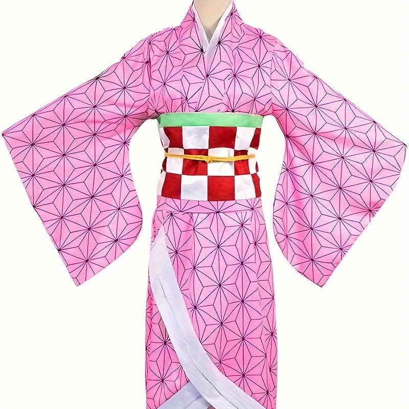 Mesmerizing Anime Kimono Costume Set - Dazzling Japanese Design for Cosplay & Holidays - Complete with Earrings - A Perfect, Memorable Gift for Halloween, Christmas, Thanksgiving