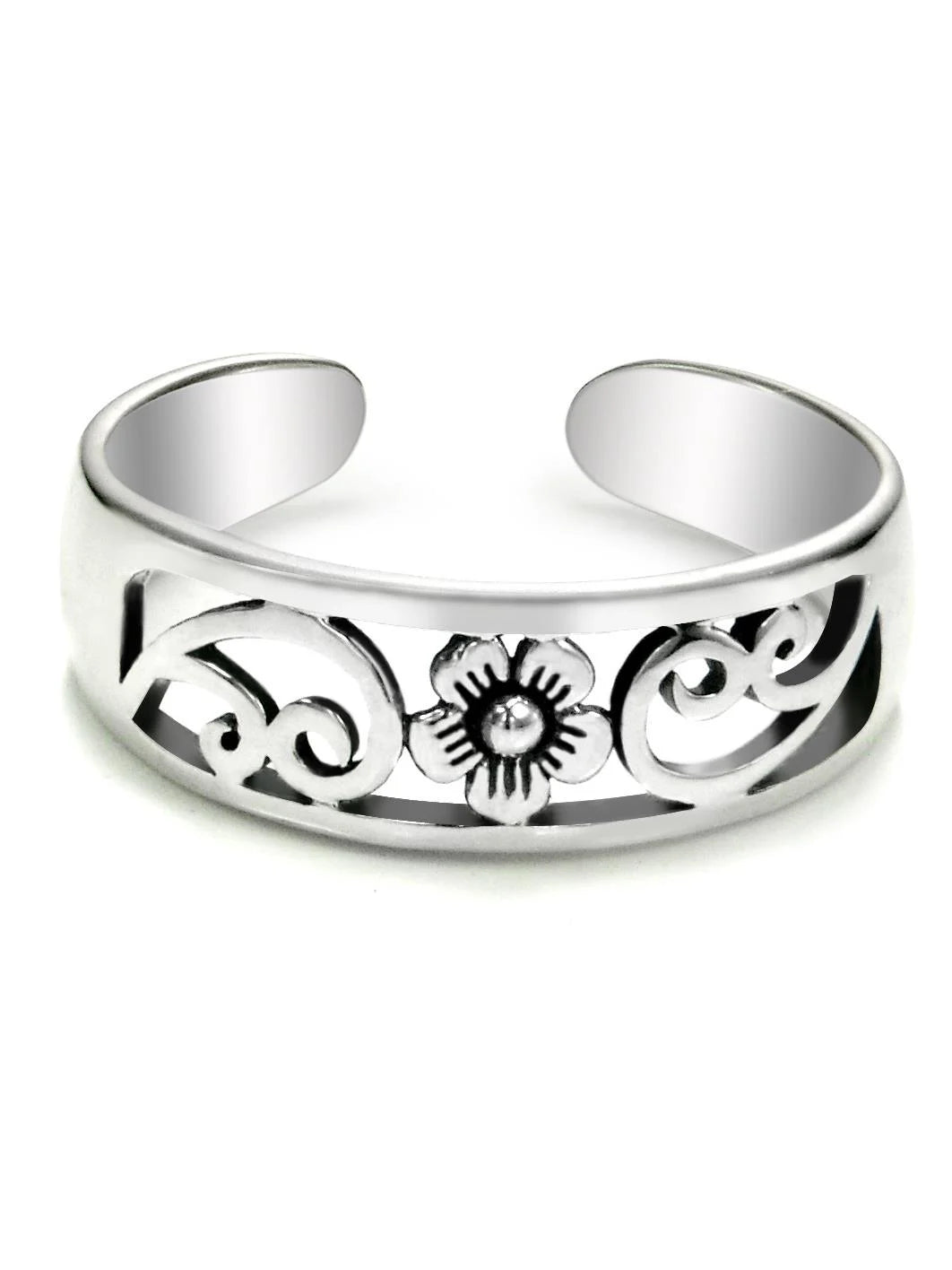 Adjustable Toe Ring Silver Plumeria Flower, Toe Ring, Sterling Silver