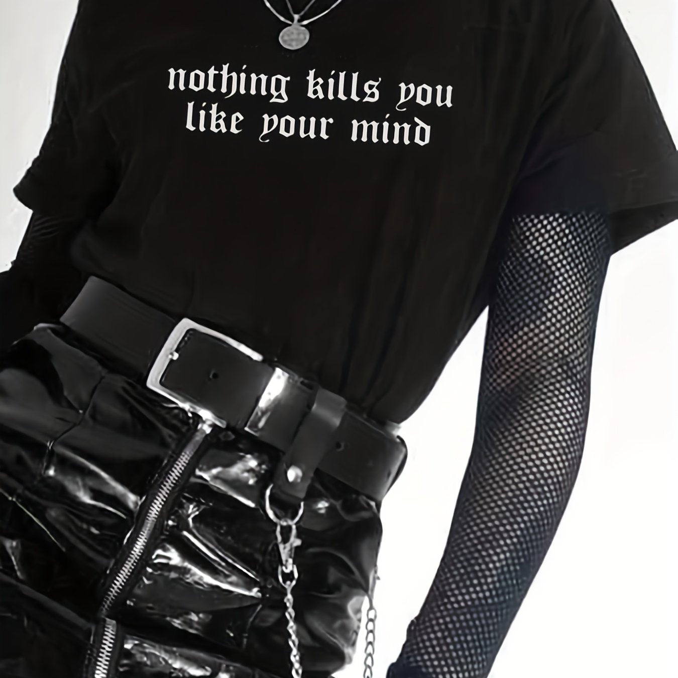 Goth Style T-shirt, Casual Short Sleeve