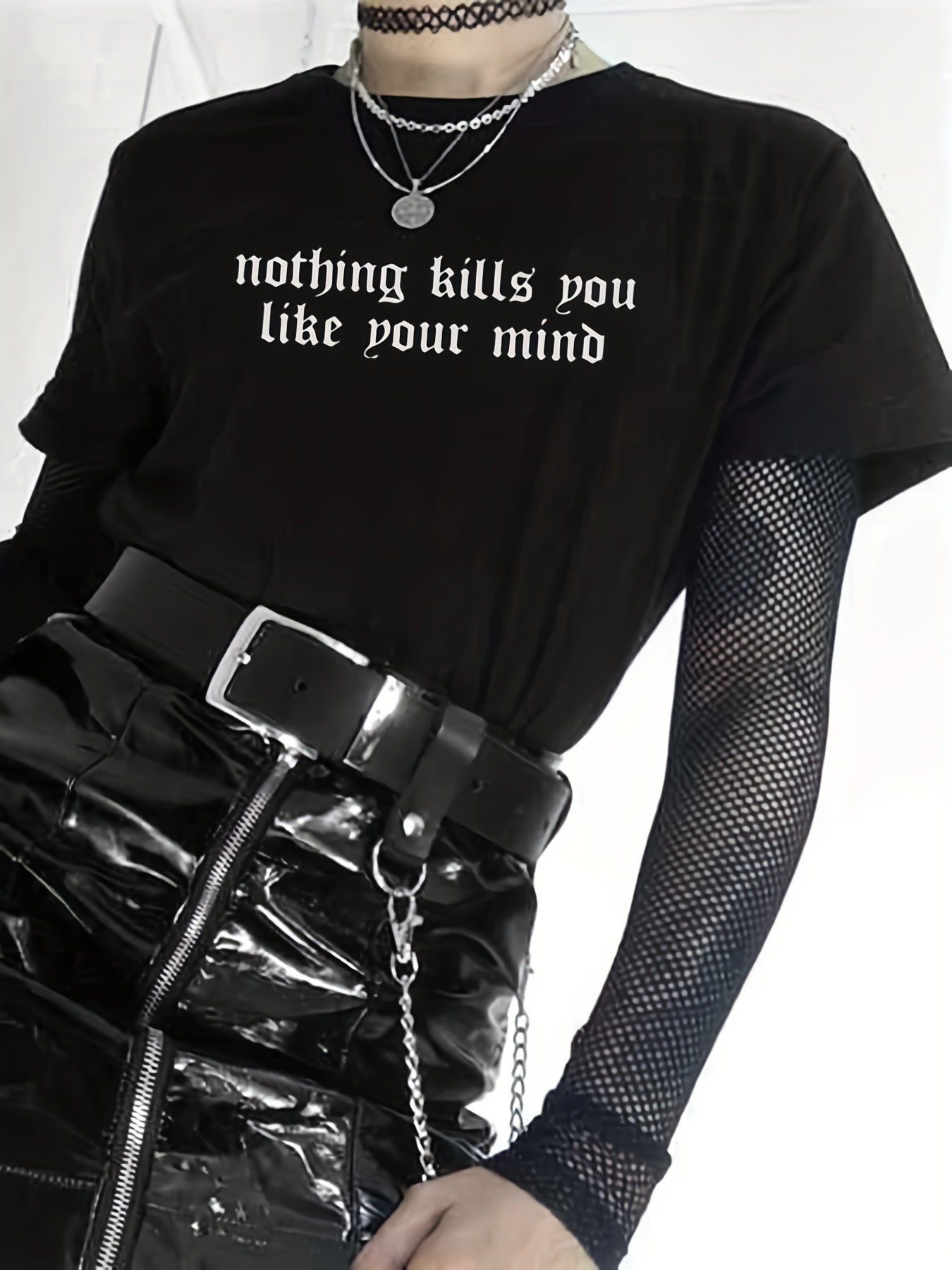 Goth Style T-shirt, Casual Short Sleeve