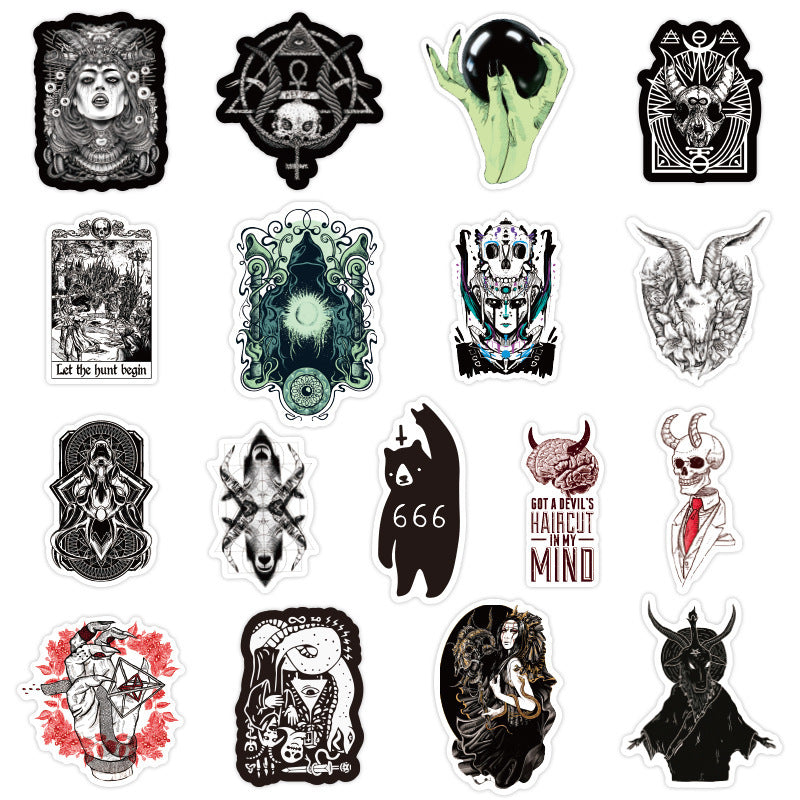 50 Goth Demon Black And White Punk Gothic Graffiti Stickers Witch Notebook Stickers
