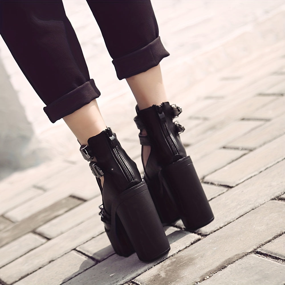 Women's Goth Platform Block High Heels