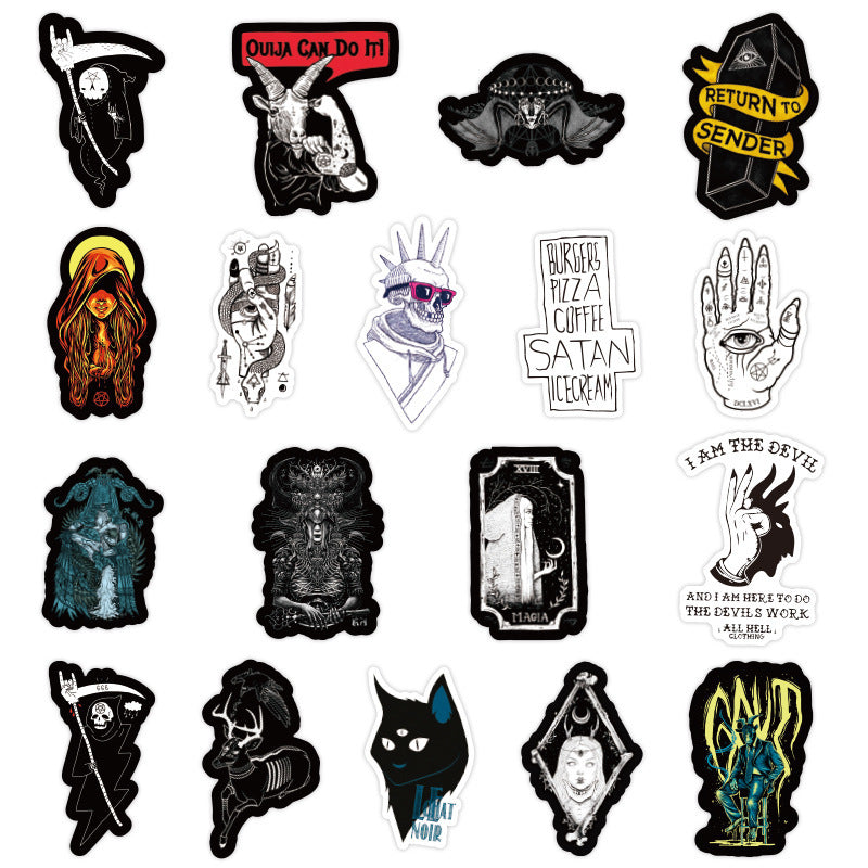 50 Goth Demon Black And White Punk Gothic Graffiti Stickers Witch Notebook Stickers