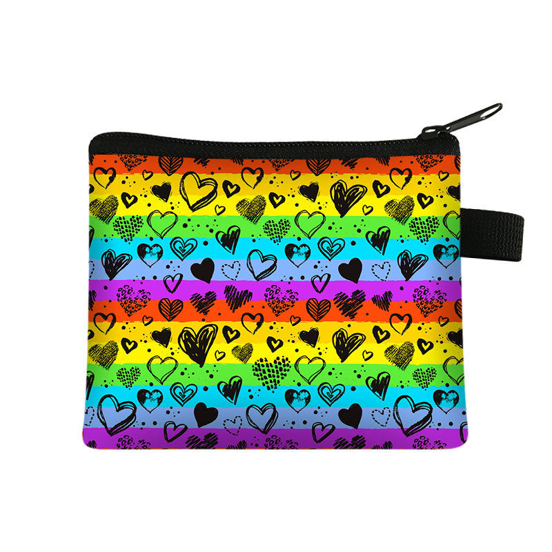 Fashion Color Printing Coin Purse Polyester Portable