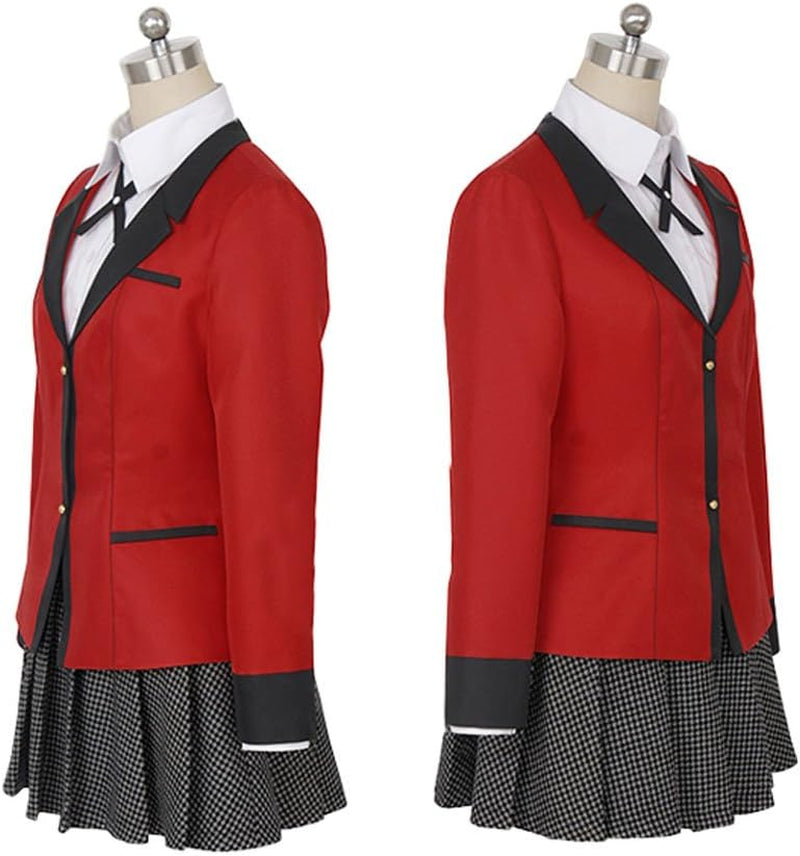 Womens Anime Yumeko Jabami Cosplay Costume JK Sailor Dress Full Set (L, Red)