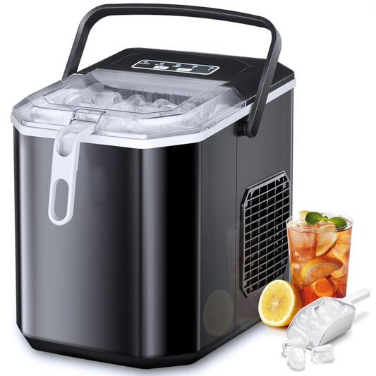 COWSAR Portable Countertop Ice Maker Machine, 6 Mins/9 Pcs Bullet 26.5Lbs/24Hrs with Self-Cleaning, Ice Scoop and Basket for Party/Kitchen/Home/Office