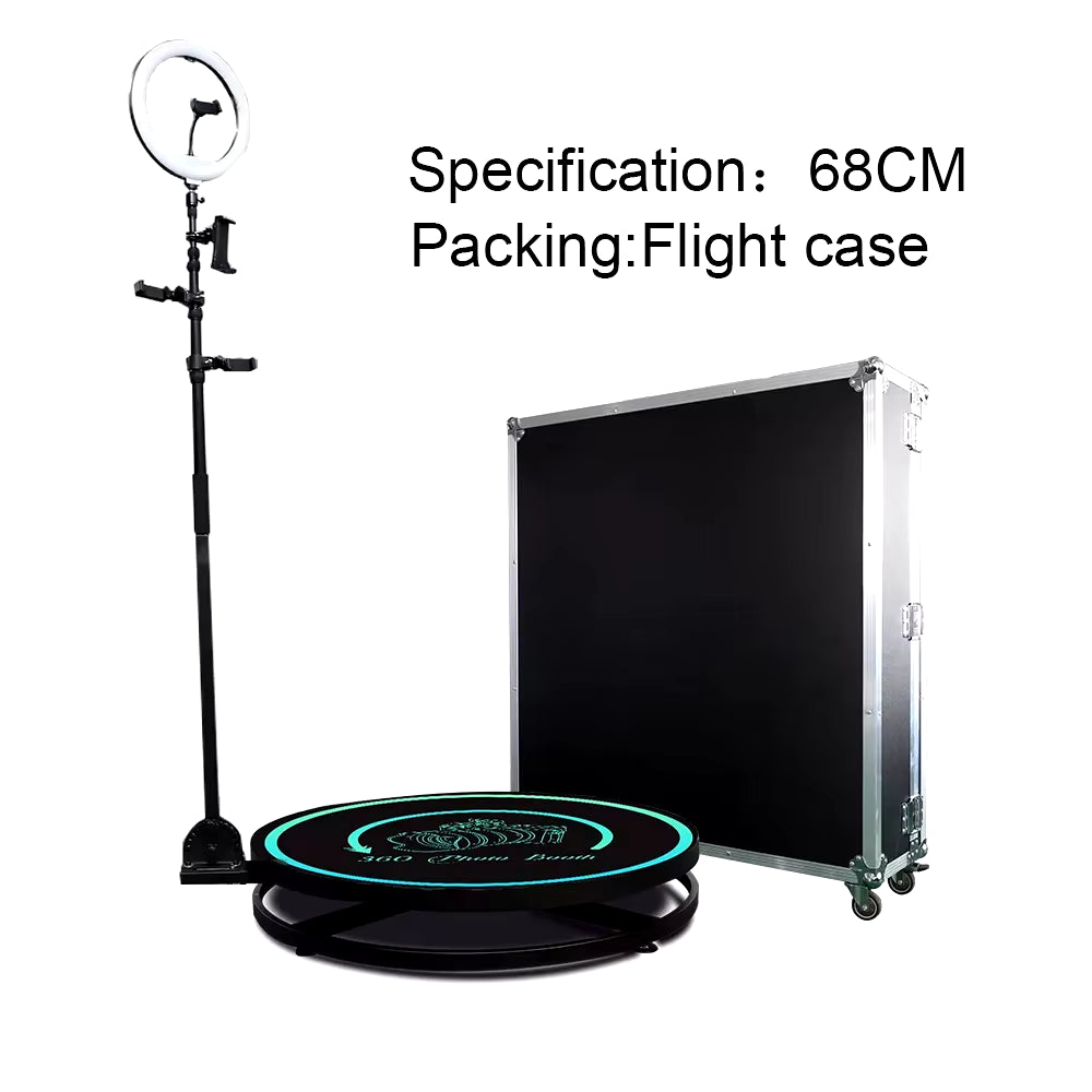 Portable 360 Photo Booth Automatic Rotating Selfie 360 Camera Photobooth with Flight Case Packing for Wedding Party Events