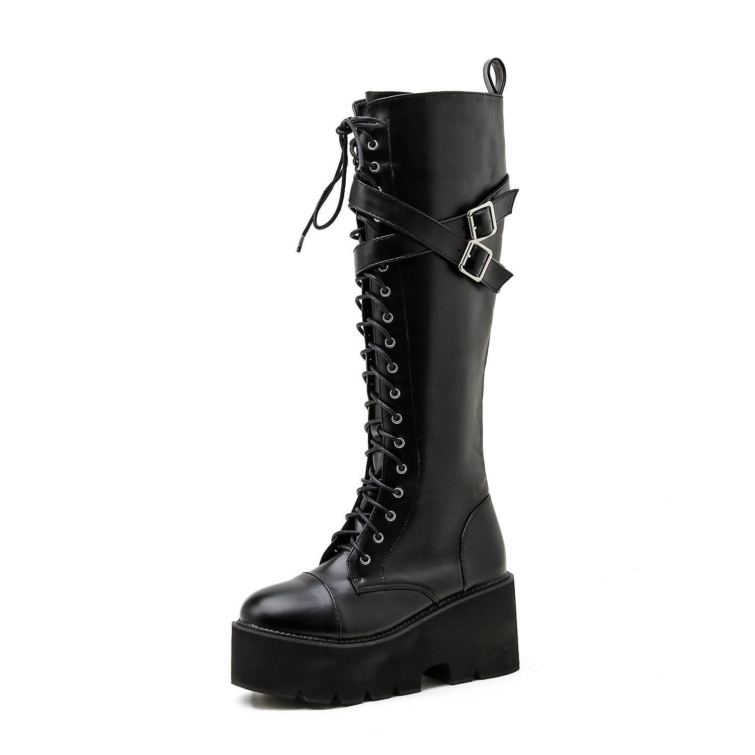 Platform Slope Heel Zipper High Heel Boots Women's Boots