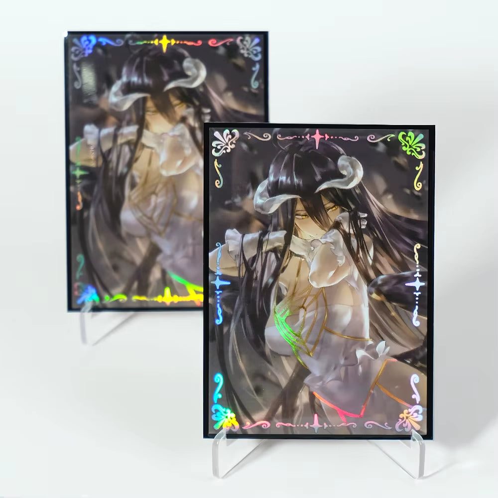 60PCS 67×92Mm Holographic Flashing Anime Card Sleeves for MTG/PKM Overlord Top Loading Inner Trading Card Protector for PTCG