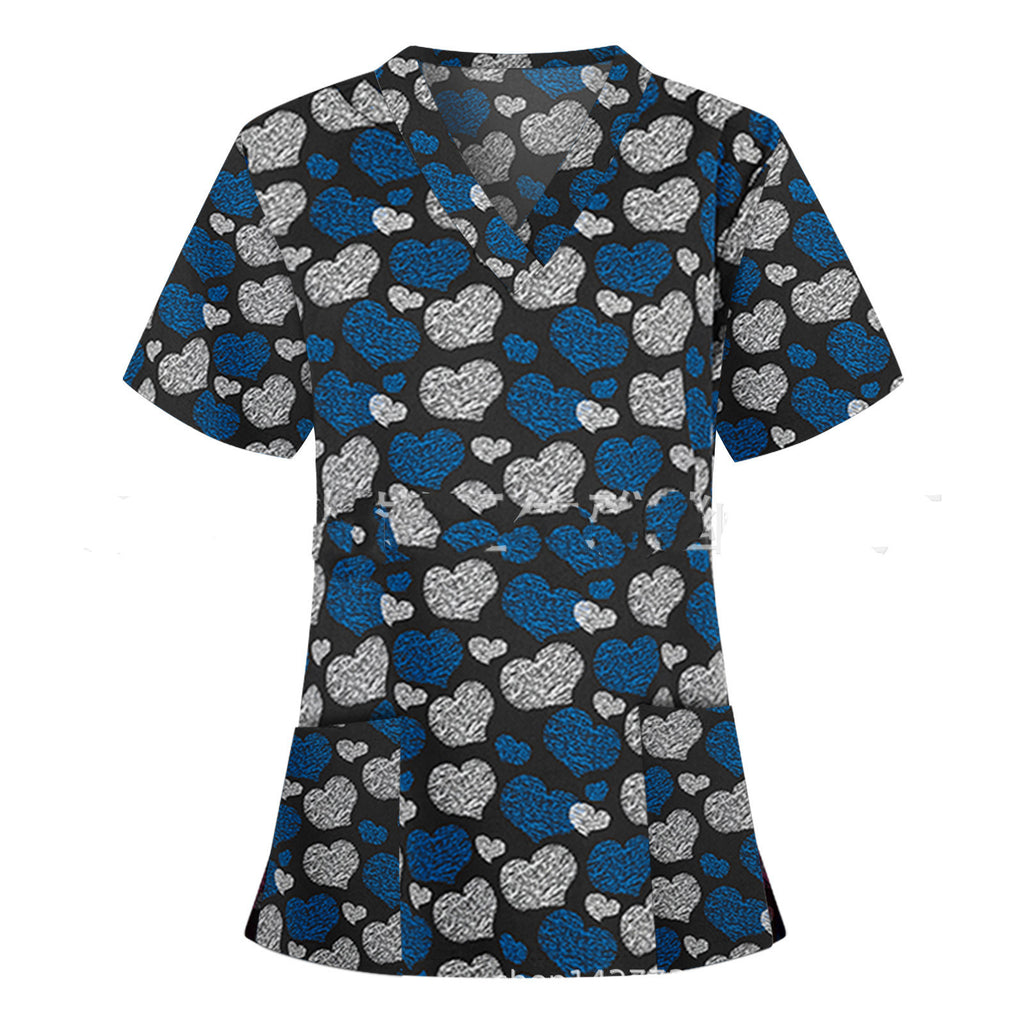 Pocket v-Neck Short-Sleeved t-Shirt Nurse Uniform