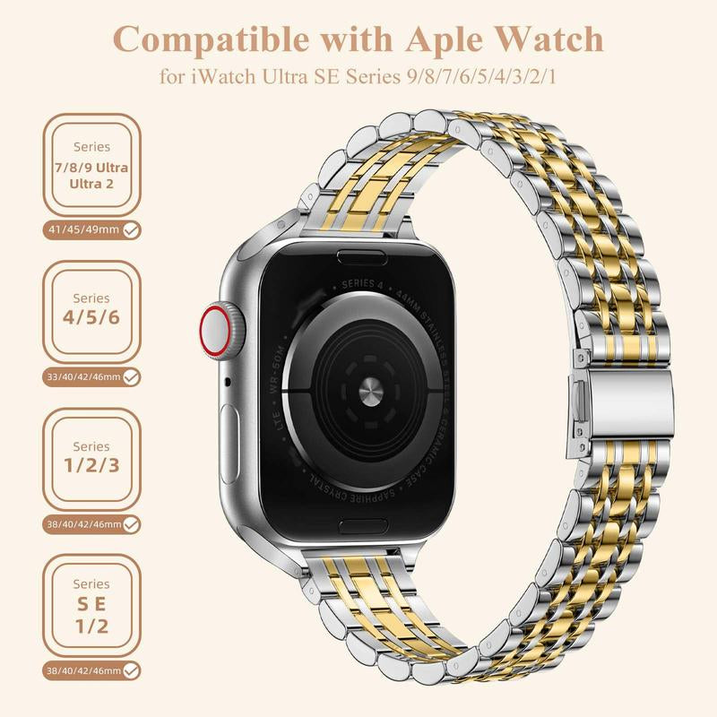 Slim Stainless Steel Band Compatible with Watch 38Mm 40Mm 41Mm 44Mm 45Mm 42Mm 49Mm, Adjustable Watch Band for Iwatch Ultra Series 9 8 7 6 5 4 3 2 1 SE, Men'S Tech Gadgets Accessories