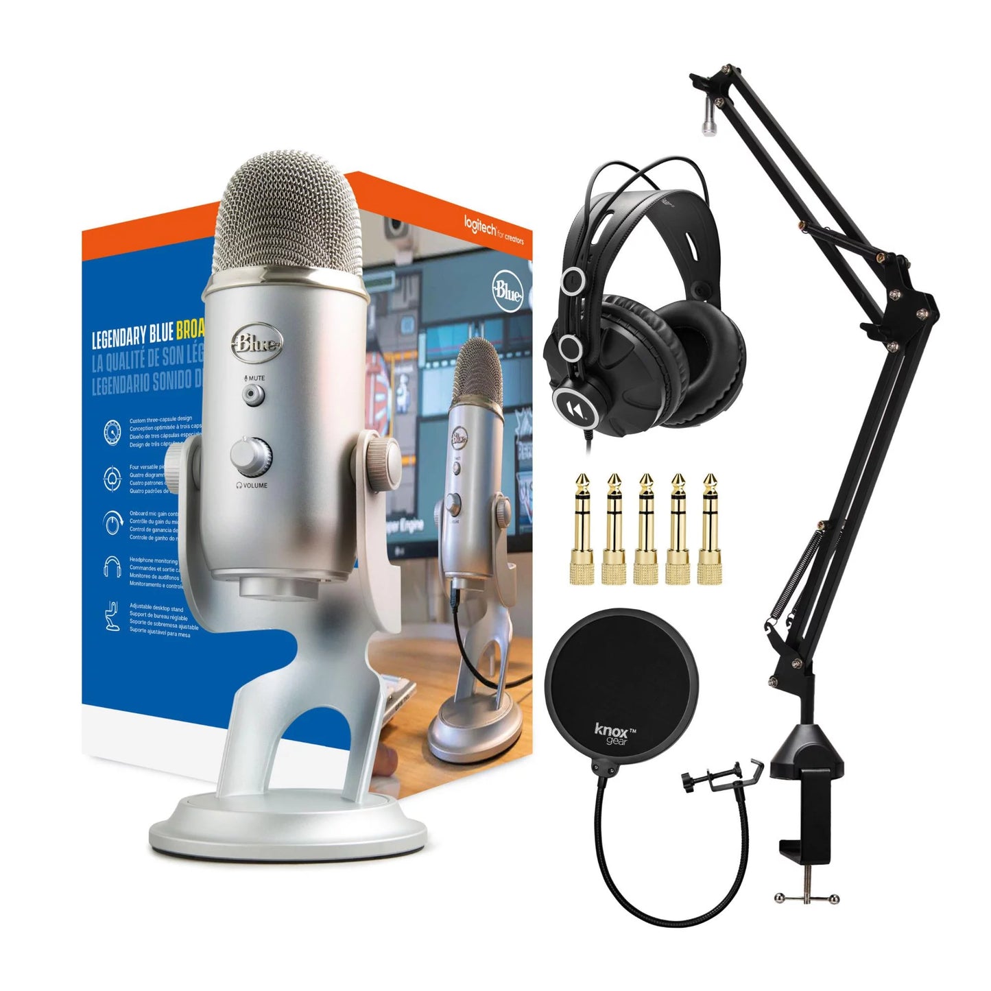 Ultimate Yeti USB Microphone Bundle: Studio Stand, Headphones & Pop Filter Included!